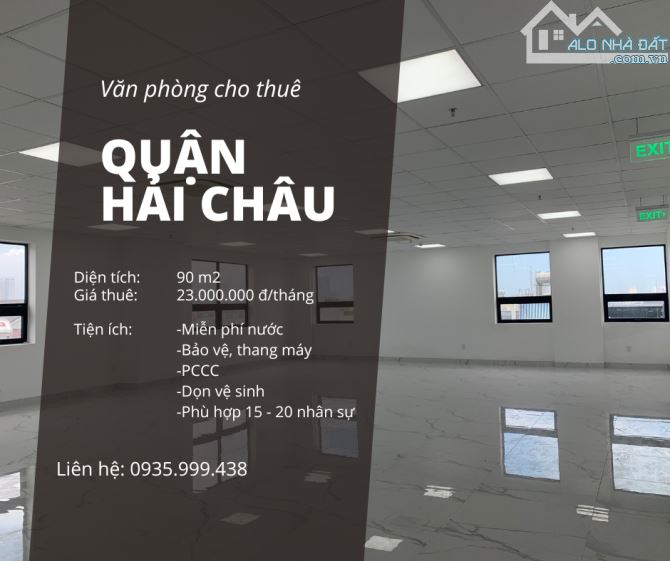 Cho thuê văn phòng 90 m2 – 23 tr, phòng nhiều cửa sổ, LH: OFFICE DANANG