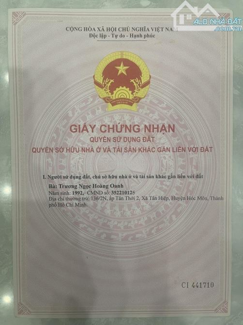 cần bán gấp căn nhà đang cho thuê 5tr/tháng ở Tân Hiệp,Hóc Môn , 820Triệu sổ hồng riêng - 1