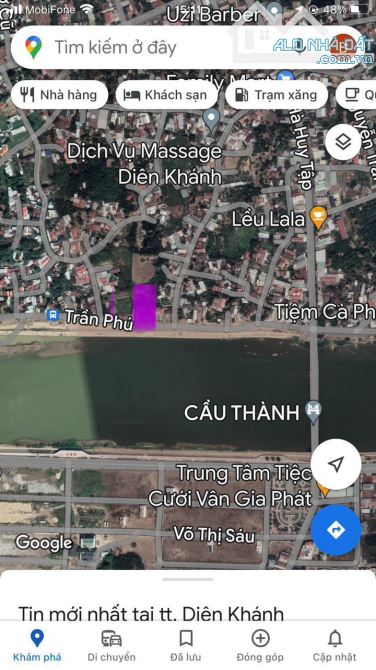 Bán Đất Mặt Tiền đường Trần Phú - Diên Khánh ( View Sông Cái )