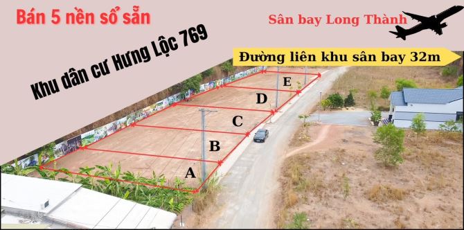 Cần bán 5 lô đất MT đường ĐT769 gần sân bay Long Thành 133m2 giá 900 triệu.