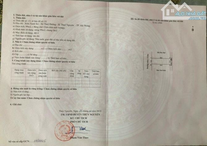 Bán lô 99m2 - Xanh Soi-Thuỷ Đường -Thuỷ Nguyên đường 8m Giá cực hot - 2