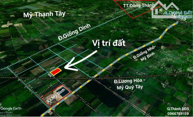 1,1 hecta đất lúa 2 mặt tiền view kênh ở Bình Mỹ , Đức Huệ , Long An giá 3 tỷ 200 triệu - 1