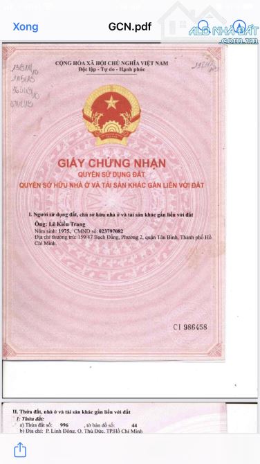 Bán nhà đường Nguyễn Duy Trinh, P.Long Trường, TP.Thủ Đức ( Q.9 cũ ) - 1