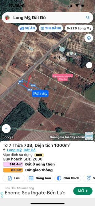 Long Mỹ 1000m2-200tc Ngay cf Đồng Gió,Belle Home giá 5ty5 - 4