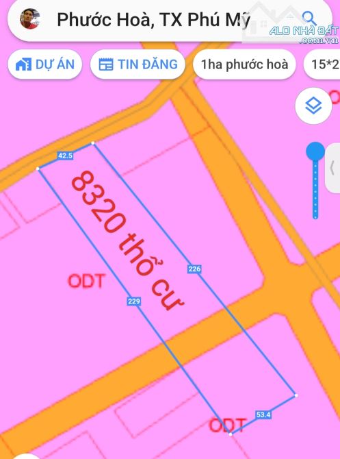 1ha phước hoà - tx phú mỹ, 8320 thổ cư - full hồng, cách cảng cái mép 3km - 4