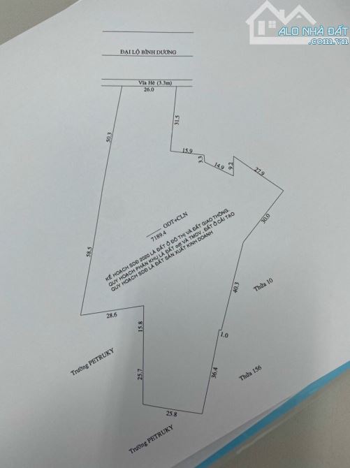 Chủ cần bán lô đất 7127,9m2. Ngay Đại Lộ Bình Dương - sẵn thổ cư - 5