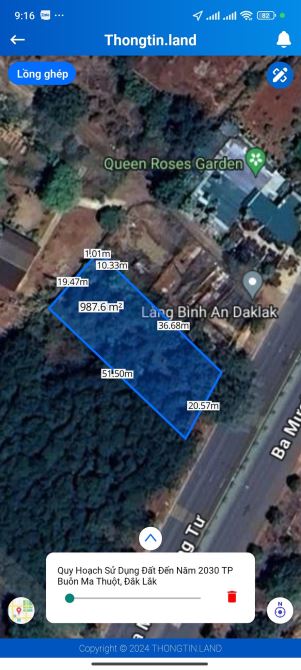 Bán đất MẶT TIỀN ĐƯỜNG 30/04, P. Eatam, Buôn Ma Thuột - DT:20x50M - GIÁ: 8,6 TỶ - 1