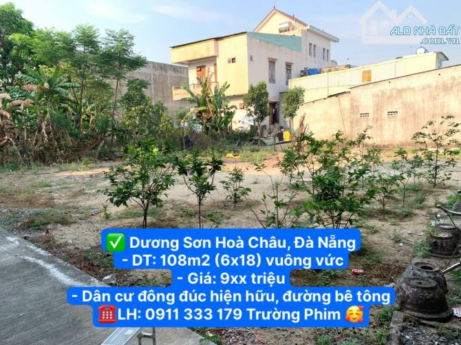 BÁN ĐẤT DƯƠNG SƠN, HOÀ CHÂU, ĐÀ NẴNG 107m2 (Ngang6) giá 950 triệu - 2