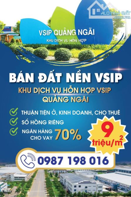 3 lô  liền kề vị trí mặt tiền Khu dịch vụ hỗn hợp VSIP Quảng Ngãi giá sốc