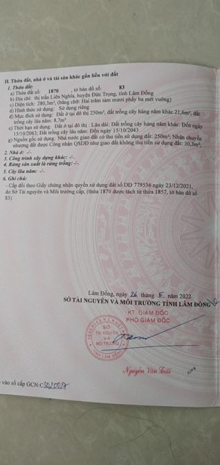 Bán đất trung tâm thị trấn Liên Nghĩa, Đức Trọng, Lâm Đồng - Dt: 10×28m .tổng 280m2, có 25 - 2