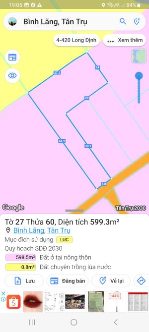 1700m2 đất lúa được chuyển thổ 990 triệu ngay chợ Bình Lãng tân trụ Long An ( ngộp) - 12