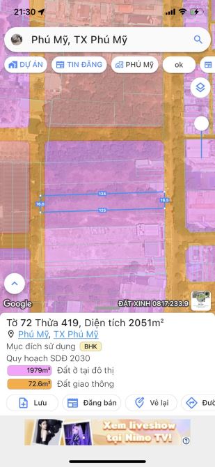 BÁN LÔ SIÊU ĐẸP 2052M2-400TC. ĐƯỜNG 20M GIÁ 12TR/M2 GỌI TÀI PHÚ MỸ - 4