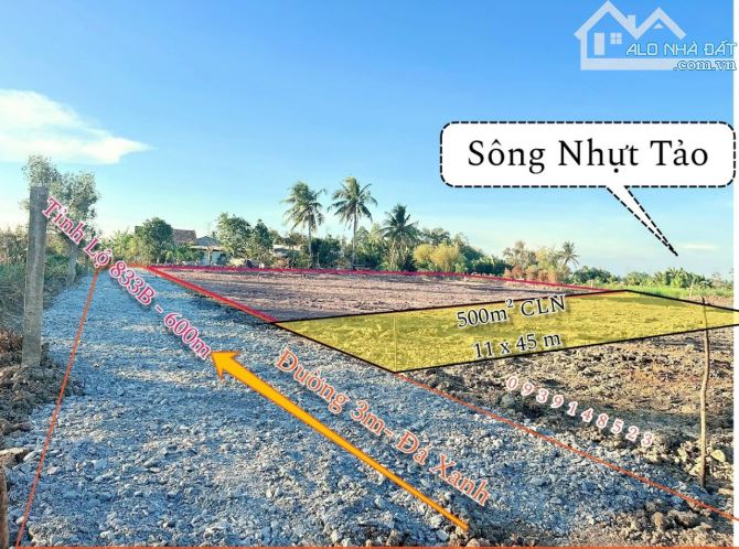 Quá đẹp, 500m2 đất vườn view sông Nhựt Tảo, 499 tr - 8