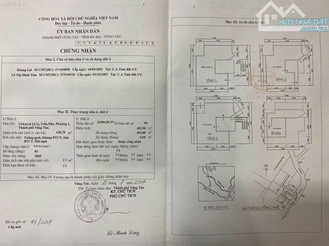 Bán đất Biệt Thự view Biển góc 2mặt tiền khu Đồi Sứ, đường Trần Phú, Phường 1, Giá 35.5 tỉ