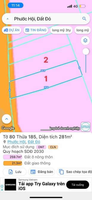 2 LÔ LIỀN KỀ PHƯỚC HỘI - ĐẤT ĐỎ-BÀ RỊA VŨNG TÀU. CÁCH BIỂN CHỈ 2KM - 3