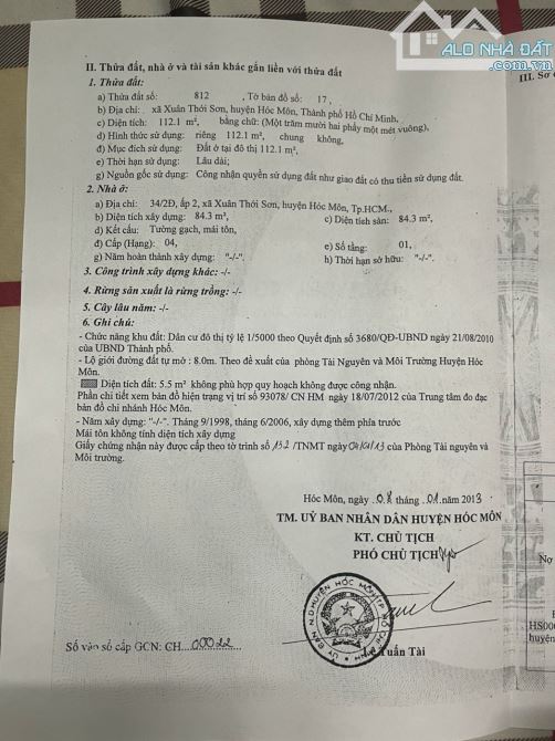Bán nhà 5.2*22m sạch sẽ. Sổ riêng. Ngay ngã 4 Hóc môn