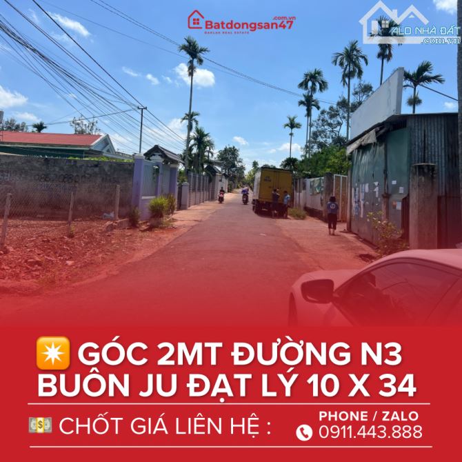 💥BÁN LÔ GÓC 2MT ĐƯỜNG N3 BUÔN JU - ĐẠT LÝ - 1