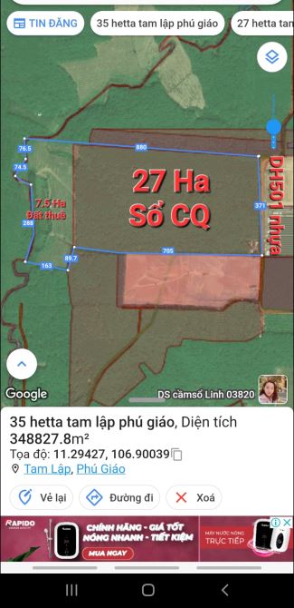 Bán (34,5ha ) đất  Đường ĐH501 Tam Lập, Phú Giáo, Bình Dương - 4