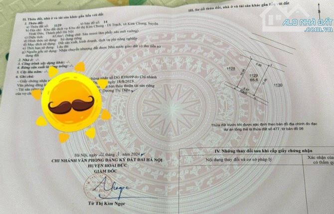 Bán 65.6 m2 khu đất dịch vụ Thăng Long 9, Lai Xá, Hoài Đức.