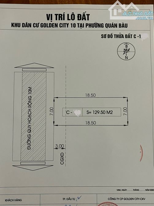 Bán lô đất dự án Gold 10 Mai Hắc Đế - Quán Bàu