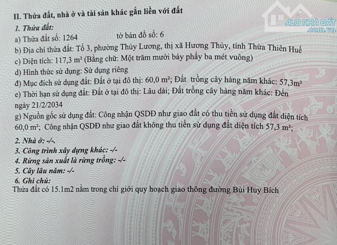 Bán đất mặt tiền Bùi Huy Bích phường,Thuỷ Lương, Hương Thủy, TT Huế - 3