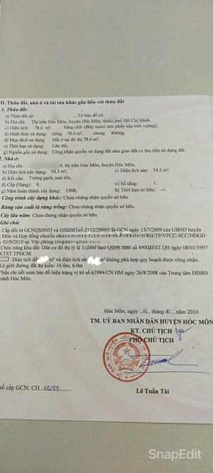 Đổ nợ nên cần bán căn nhà đang làm kho chứa sẹc Lê Lợi,Hóc Môn, Sổ riêng, 620triệu 78m2 - 3