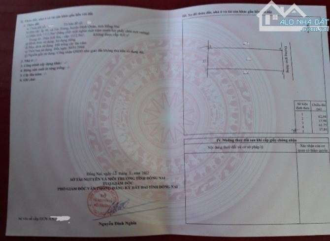 BÁN LÔ ĐẤT BIỆT THỰ VƯỜN NGAY KHU DÂN CƯ 1113m2(18mx62m) GẦN NGAY KHU CÔNG NGHIỆP 900TR - 1