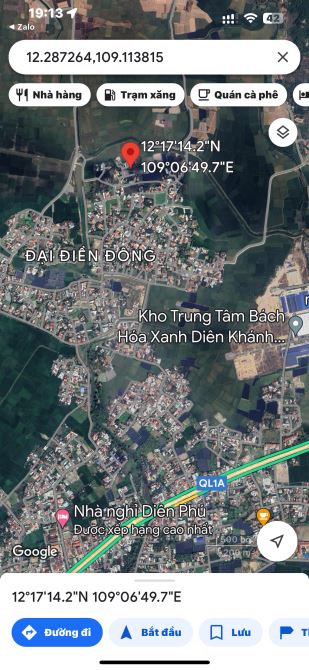 Cần bán mảnh đất xã Diên Phú - Diên Khánh  Diện tích: 158m2 ngang 7m (60m2 thổ cư)  Đường - 2