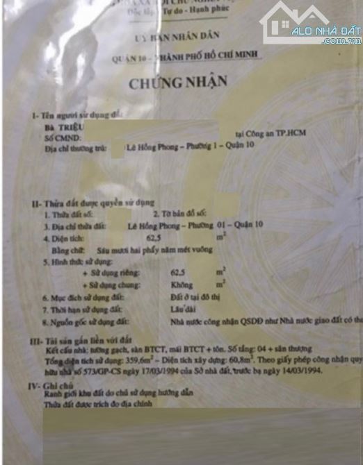 Bán nhà góc 2 mặt tiền, Lê Hồng Phong, P1, Q10.DT:4x18, 1 trệt 4 lầu. giá:31 tỷ - 2