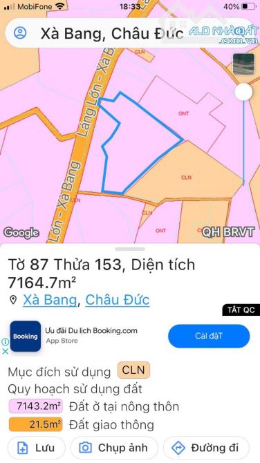 BÁN GẤP 7300M2 300TC MẶT TIỀN LÁNG LỚN XÀ BANG GIÁ 12T THƯƠNG LƯỢNG