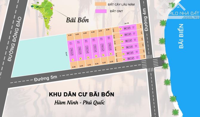 CẦN TIỀN BÁN GẤP LÔ ĐẤT HƠN 200M TẠI KHU BÃI BỔN HÀM NINH PHÚ QUỐC.CHƯA  ĐẾN 2 TỶ