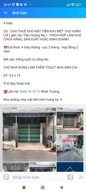 Kho mặt tiền khu biệt Thự Hưng Lợi giá tốt - 1