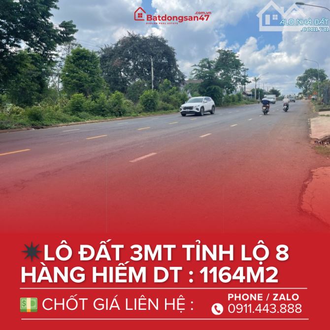 💥1164M2 LÔ ĐẤT 3 MT TỈNH LỘ 8 CÁCH KHU CN TÂN AN 2 KM