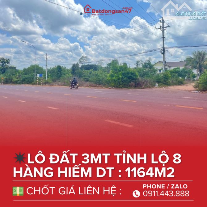 💥1164M2 LÔ ĐẤT 3 MT TỈNH LỘ 8 CÁCH KHU CN TÂN AN 2 KM - 1