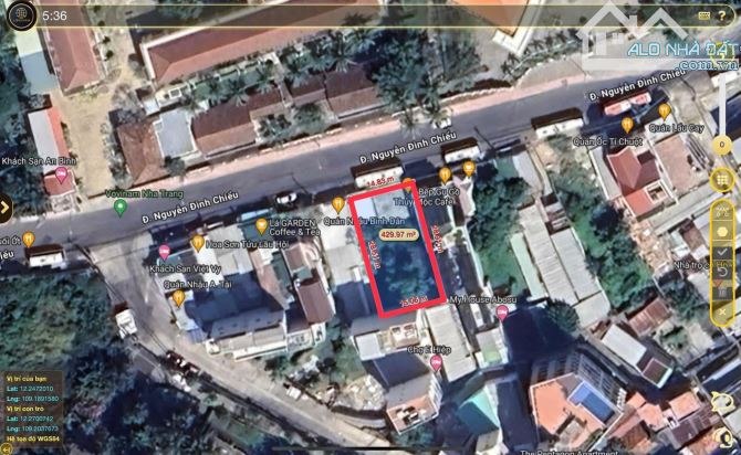 B.án đất mặt tiền đường Nguyễn Đình Chiểu, phường Vĩnh Thọ, Nha Trang 430m2 . Giá 120tr/m2 - 1