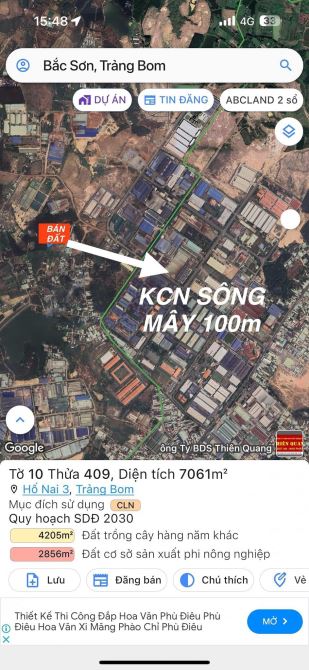 Bán 7000m2 đất ngay cụm kcn Sông Mây - Trảng Bom Đồng Nai giá chỉ 10 tỉ - 1