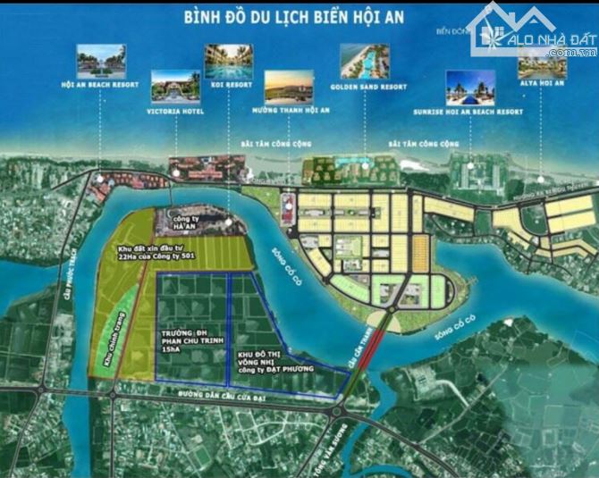 Bán đất view biển - mặt sông Hội An, 688m2 - 2 mặt tiền vị trí đẹp - 1