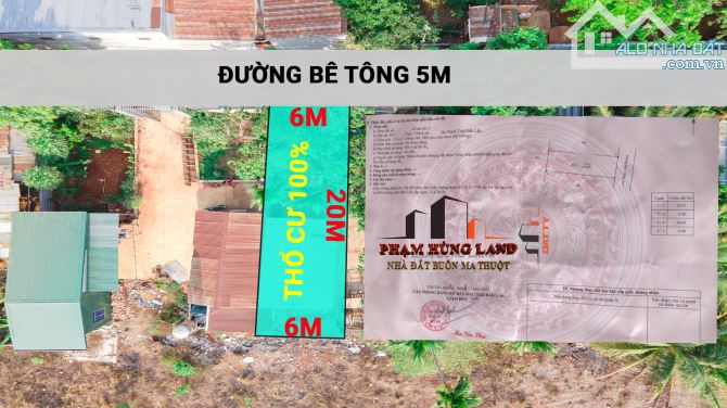 CHUYỂN NHƯỢNG LÔ ĐẤT (6m x 20m) NGAY SÁT ĐẠI HỌC TÂY NGUYÊN- EATAM- TP. BMT. - 1