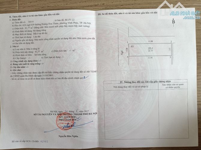 Bán nhà số 65A Ngõ 639 Hoàng Hoa Thám, Ba Đình, Hà Nội - 1