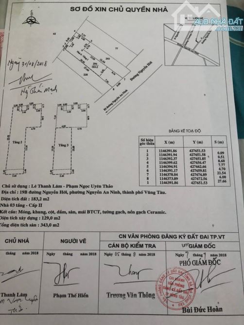 NHÀ MẶT TIỀN NGUYỄN HỚI- KHU DÂN CƯ VIP P. NGUYỄN AN NINH- S=183m2=6x27,5m=3 TẦNG- 15 TỶ
