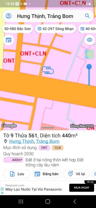 Bán đất thổ cư 208m2 Xã Hưng Thịnh Huyện Trảng Bom giá chỉ 1,4 Tỷ
