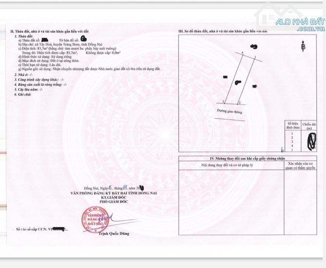 Chính chủ cần bán gấp lô đất TC 83.m² gần MT Vành Đai 4 giá chỉ 3.25tỷ-SHR, kế KCN Bàu Xéo - 1