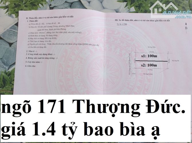 2 lô F0 ngõ 171 Thượng Đức , Đồ Sơn, giá 1..x 1 lô bao bìa ạ.LH E Kiên.