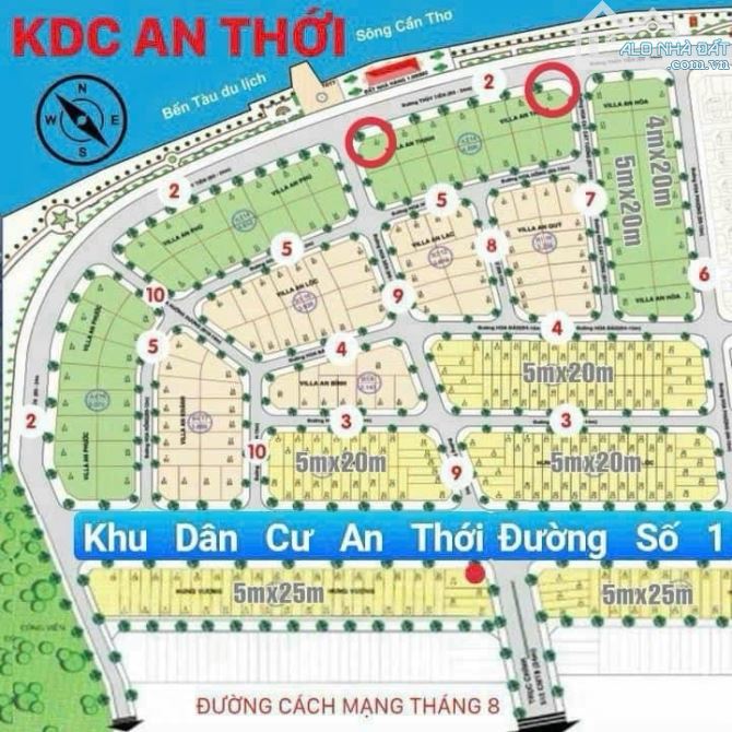 Nền Biệt Thự Góc đường số 2 - đường số 7, Khu An Thới, Quận Bình Thuỷ, TP. Cần Thơ.