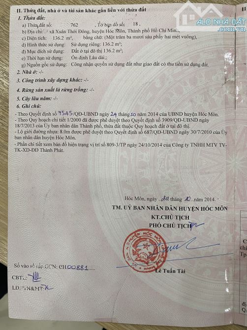 Bán đất 7*23m gần trạm Y tế xã Xuân Thới Đông. Hocmon