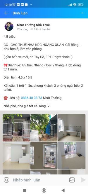 Nhà 2 phòng kdc Hoàng Quân có cổng rào - 1