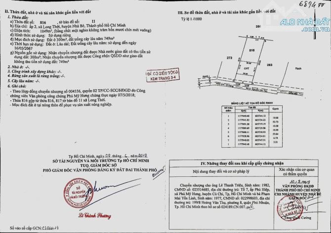 1050m2 (20x55) có 300m2 thổ cư, đường Ngô Quang Thắm giá chỉ 9,5 tỷ - 1