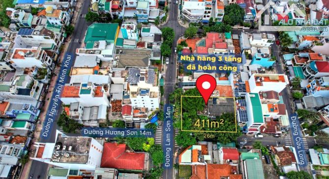 Cho thuê nhà lô góc mặt tiền đường Lam Sơn và Hương Sơn rộng 450m2 ngang 27m - 1