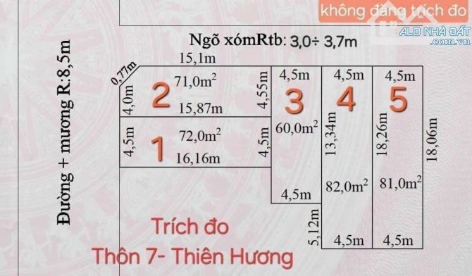 Chuyển nhượng lô đất đường thông 8m tại  Thiên Hương. Giá chỉ có 1,5xx tỷ - 2