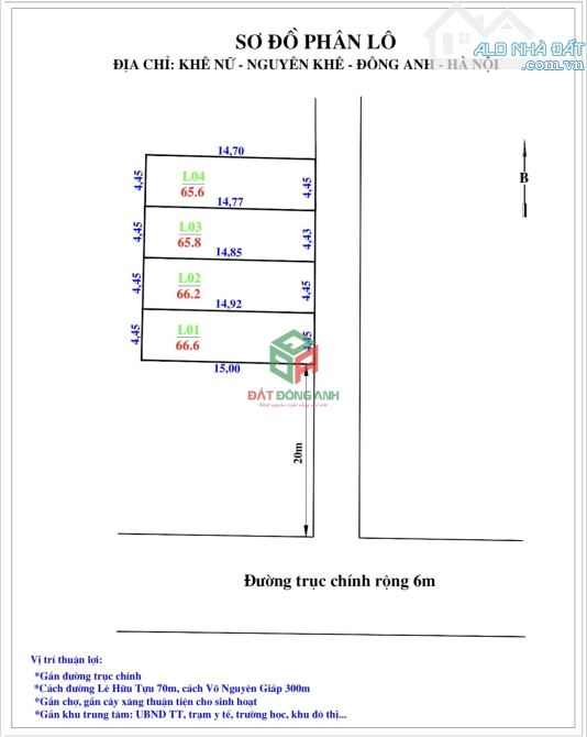 Bán đất Khê Nữ Nguyên Khê 65.6m2 - Ô tô vào đất - cách 1 nhà ra ô tô tránh - 2